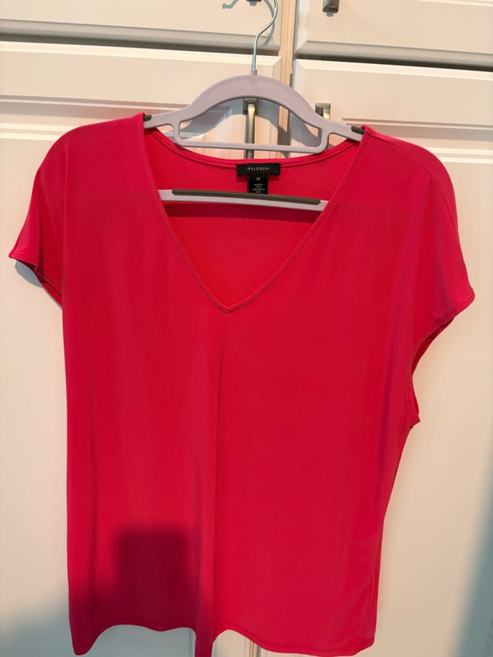 Halogen Bright Pink V-Neck Cap Sleeve Blouse